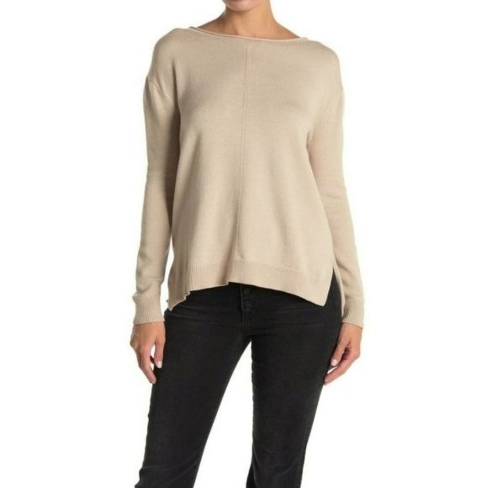 Catherine Malandrino NWT Seamed Crew Sweater Beige